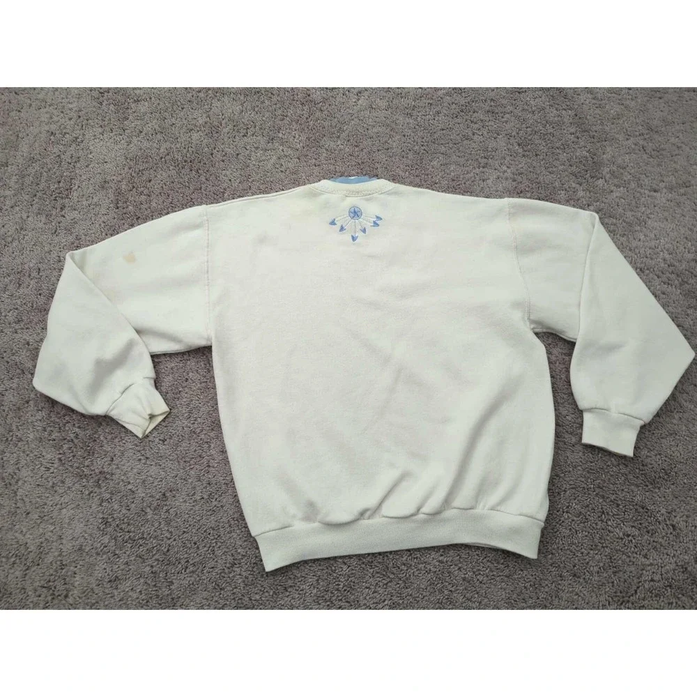Vintage Navajo Yei Pullover Sweatshirt Mens Medium Long Sleeve‎ Jerzees White